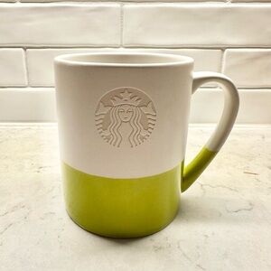 Starbucks White and Lime Green Two-Tone Ceramic Mug